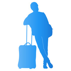 Traveler Women Silhouette. Vector Illustration in Gradient Color.