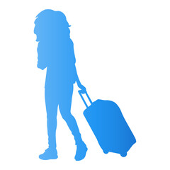 Traveler Women Silhouette. Vector Illustration in Gradient Color.