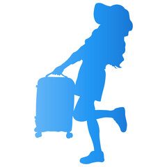 Traveler Women Silhouette. Vector Illustration in Gradient Color.