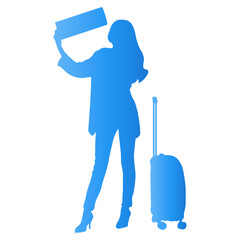 Traveler Women Silhouette. Vector Illustration in Gradient Color.