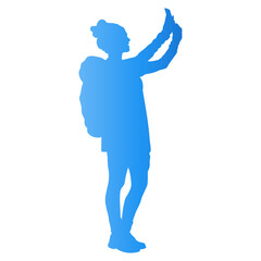 Traveler Women Silhouette. Vector Illustration in Gradient Color.