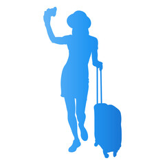 Traveler Women Silhouette. Vector Illustration in Gradient Color.