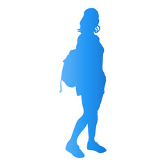 Traveler Women Silhouette. Vector Illustration in Gradient Color.