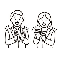 Coworkers applauding, minimal line art illustration