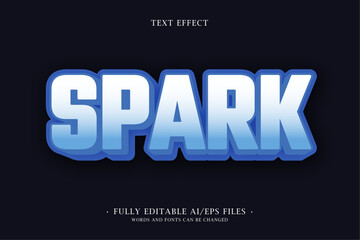 Spark text effect with blue gradient and 3D style