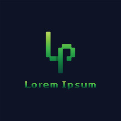 Fototapeta premium Letters LP Pixel Monogram Logo, suitable for any business with PL or LP initials