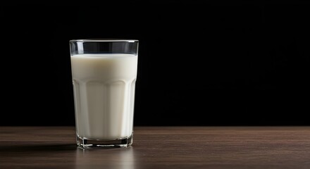 Milk, Glass, Glass of milk, Glass of Milk on Dark Wood Table