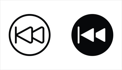 Rewinding button icon set. Double arrow glyph icon. Navigation pointer, indicator. Vector illustration isolated on white background.
