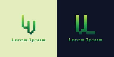 Letters LV and VL Pixel Monogram Logo, suitable for any business with VL or LV initials