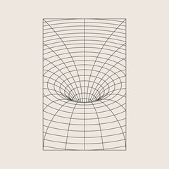 Vector Illustration of a 3D Grid Warp &ndash; Gravity Well Concept. Line design, editable strokes, EPS 10