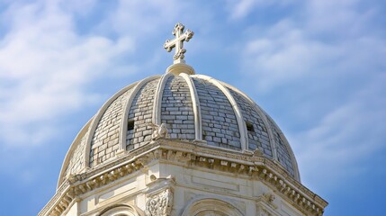 Obraz premium Building Dome with Cross Against Blue Sky