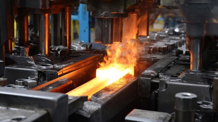 A machine is in the process of melting metal