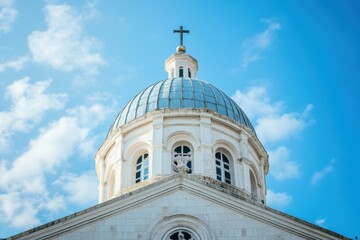 Fototapeta premium Church Dome with Cross and Sky