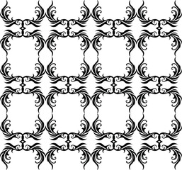 Black Baroque Frame Pattern - Seamless Ornamental Tile Design