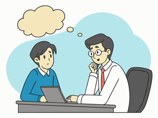 Office teamwork concept showing men collaborating with focused expressions and digital devices