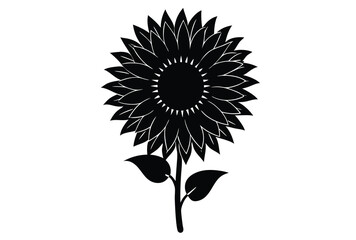 Sunflower silhouette vector flat design floral elements, nature botanical illustration.