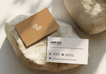 Top View Business Cards Mockup