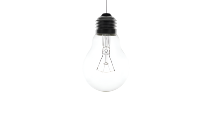 Light Bulb Illuminates Against Black Backdrop in Studio Lighting, Idea Concept