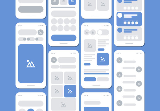 Collection of Mobile UI UX Design Templates and Wireframes