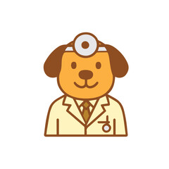 Cartoon Dog Veterinarian with Medical Coat and Stethoscope