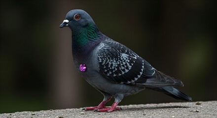 Obraz premium Rock pigeon, Pigeon, Bird, Rock Pigeon with Purple Gem
