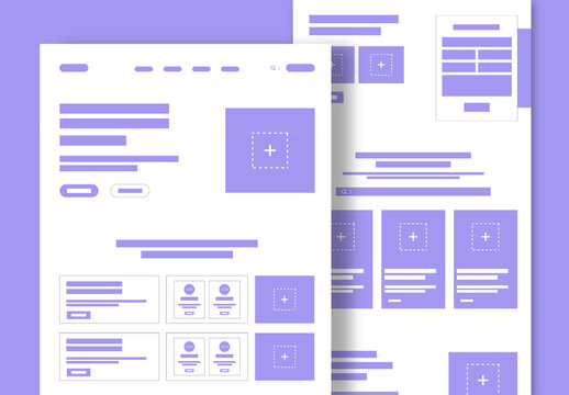 Modern Website Wireframe Layout For Landing Page UI Design