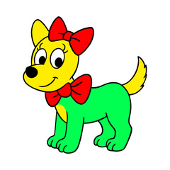 cartoon dog with green eyes vector illustration