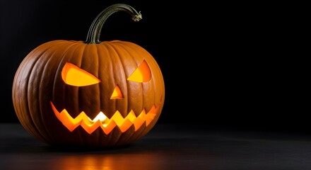 Halloween, Pumpkin, Jack-o'-lantern, Spooky Jack-o'-lantern on Dark Background