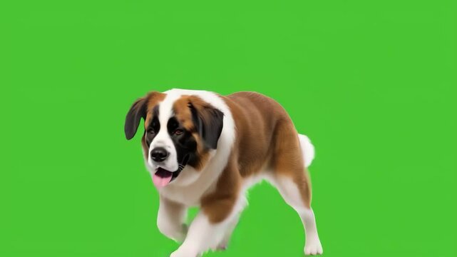 Saint Bernard Dog on Green Screen