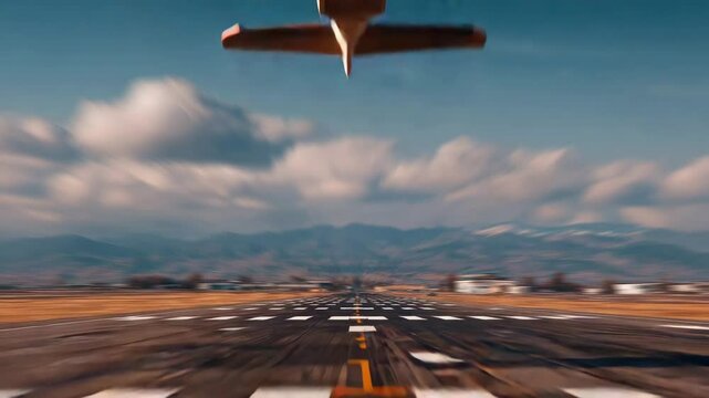 Private Airplane Taking Off from Runway 