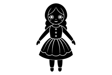 Silhouette Vector Art Illustration of Cute Retro Doll Icon