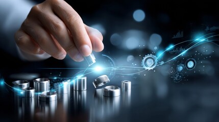 A hand is reaching for a piece of technology, possibly a computer mouse