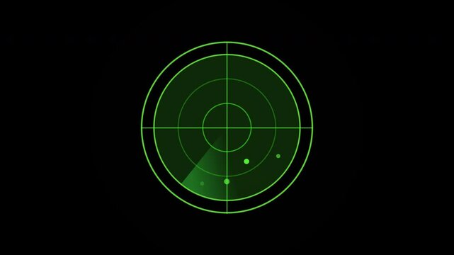 Radar Detection Screen Display with targets on monitor in searching,Navigation interface suitable Military search system , Navy sonar and HUD ,4k stock video
