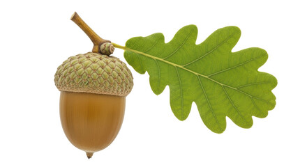 Isolated Acorn and Oak Leaf