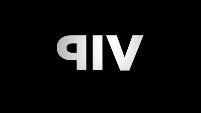 VIP 3D Text rotation animation isolated on black background