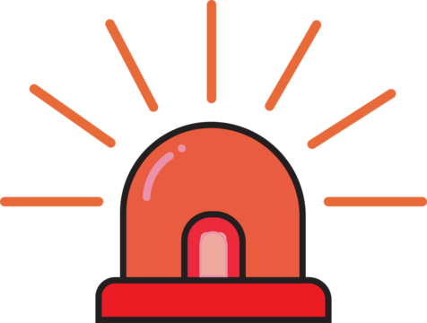 Emergency Siren Light Icon Vector Illustration, Red Flashing Alarm Symbol Graphic, Warning Light Isolated on White Background, Simple Cartoon Style Siren Icon for Alert.