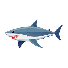 Obraz premium Great white shark illustration, marine predator, ocean animal