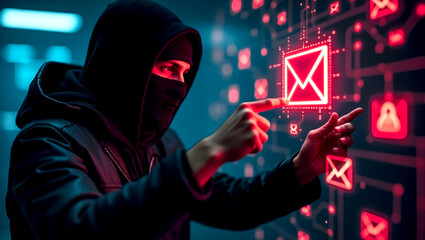 Phishing mail represented with high-tech interface and cyber persona