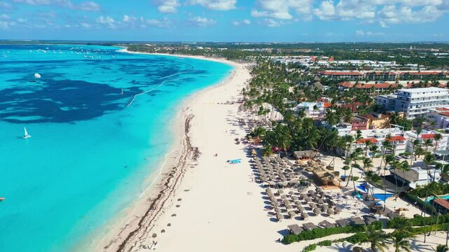 Tropical resort on Caribbean beach in Dominican Republic. Punta Cana