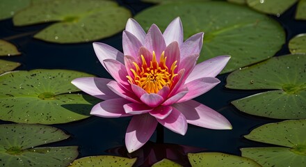 Water lily, Pink water lily, Lily pad, Pink Water Lily in Bloom