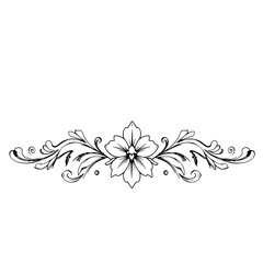 Floral Flourish: Elegant Black and White Line Art Illustration