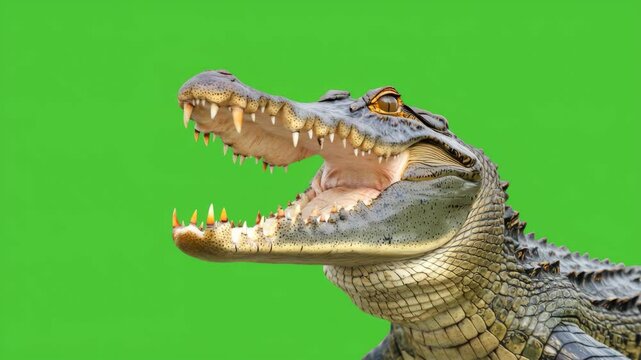 3D Crocodile Animation on Chroma Key Background
