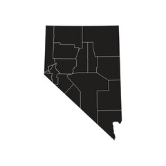 Nevada Black Administrative Outline Map