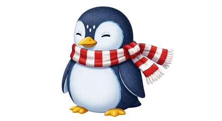 Isolated Cute Penguin with Scarf