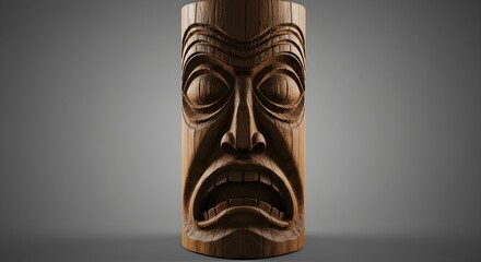 Tiki, Mask, Wooden mask, Carved Wooden Tiki Mask