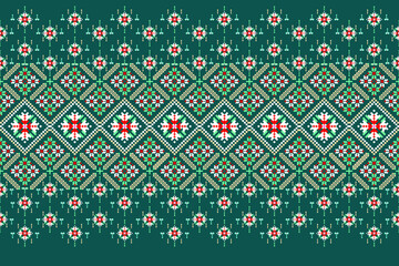 Geometric pixelated Arabic patterns on the fabric reflect the ornate and ethnicity,grid floral,grid colourful, backgrounds, seamless grid design for carpet,textile,textured,wallpaper,print,decorate