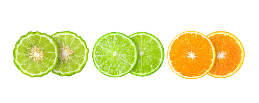   bergamot or kaffir orange lime slice with seeds isolated on transparent png (Image from camera)