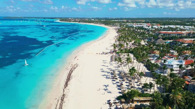 Tropical resort on Caribbean beach in Dominican Republic. Punta Cana
