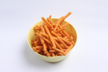 french fries on a wooden background