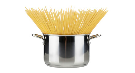 Isolated Spaghetti in Stainless Steel Pot
